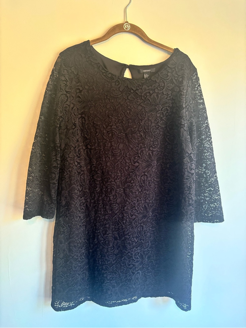Forever 21 Black Lace Long Sleeve Shift Dress